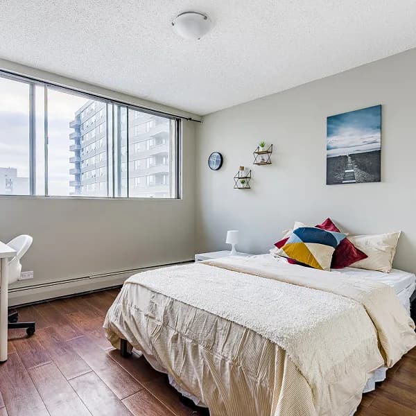 Modern bedroom with workspace
